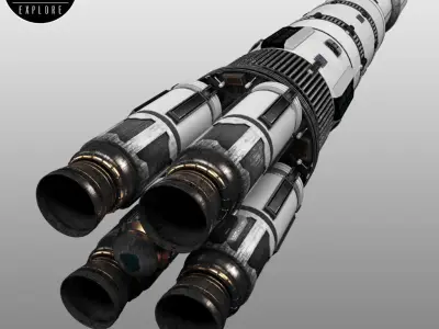 Space sci-fi rocket ship 3D model