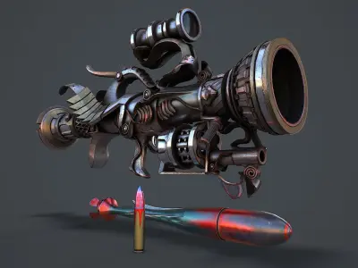 Fantasy rifle Low-poly 3D model