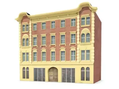 Brick Colonial Style Building 3D model
