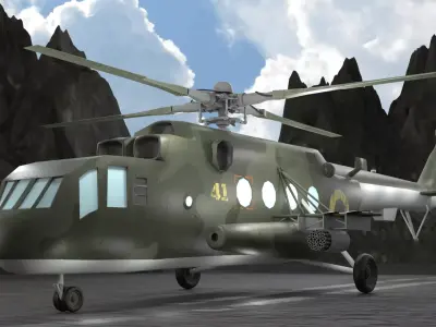 Helicopter-mi-8 pair of propellers Low-poly 3D model