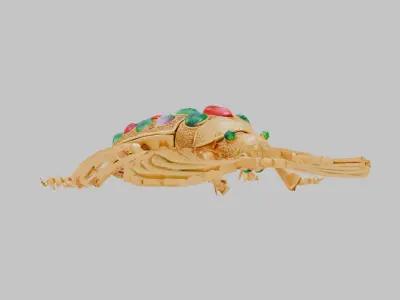 Scarab Beetle with Jewels gold golden Low-poly 3D model
