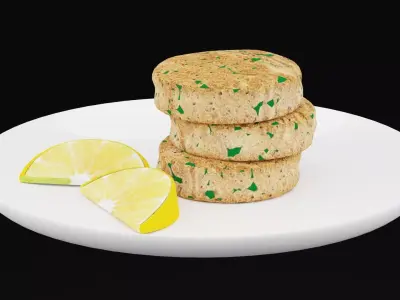 Crab Cakes Plate Low-poly 3D model