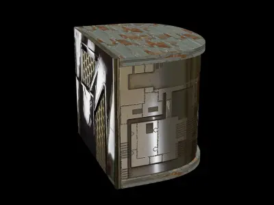 Scifi spaceship angular module table panel component 3D model