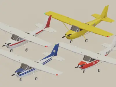 Light Airplane Low-poly 3D model