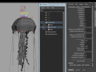 JELLYFISH v fully rigged 3D model