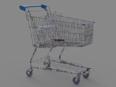 Shopping Cart 1 Old Low-poly 3D model