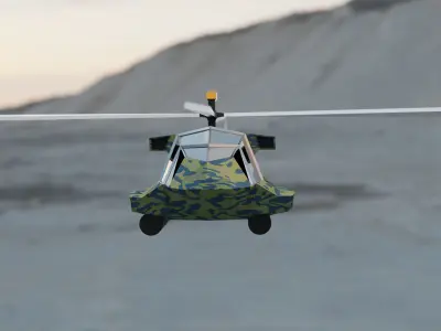 Helicopter Low-Poly 3D Model military Low-poly 3D model