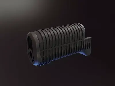 AKS 74U Ribbed Polymer Handguard Low-poly 3D model