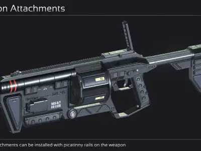 Scifi Grenade Launcher GRL 45 Low-poly 3D model