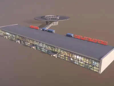 Airport Terminal UUEE Terminal Glass Low-poly 3D model