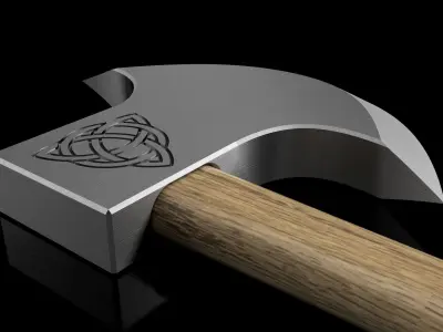 Axe Nordic One Hand Wotansknot Runic Weapon Free 3D model