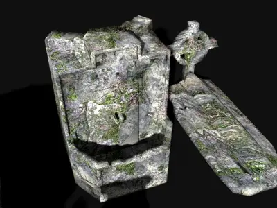 old cemetery tombstone grave parts 3D model