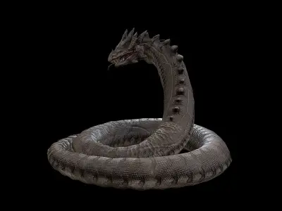The Wyrm - Limbless Wingless Dragon Low-poly 3D model