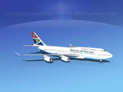 Boeing 747-400 South African  3D model
