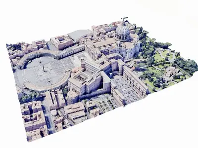 St Peters Square-San Pietro- Vatican Low-poly 3D model