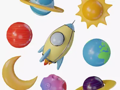 Game ready space pack Low-poly 3D model
