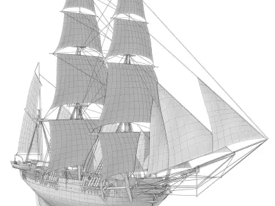 HMS Beagle 1831 - Charles Darwin Ship - LowPoly Low-poly 3D model
