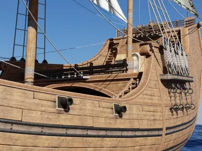 Santa Maria Historic Sailing Ship 3D Model Low-poly 3D model