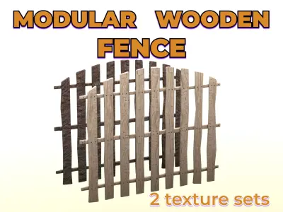Wooden House Fence rustic village old Low-poly 3D model