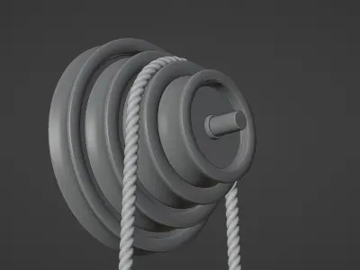Mechanical Pulley Animated 5 3D model