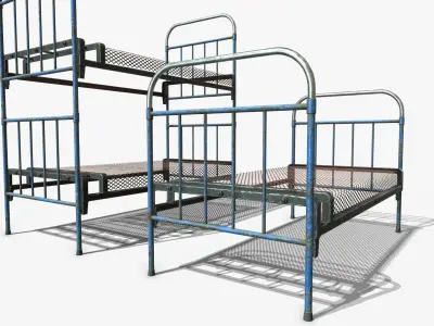 Armored old Bed  Low-poly 3D model