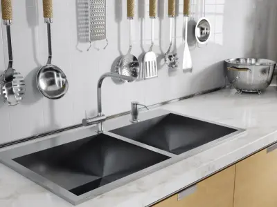  Stainless Steel Double Bowl Kitchen Sink Model, Dark Grey 