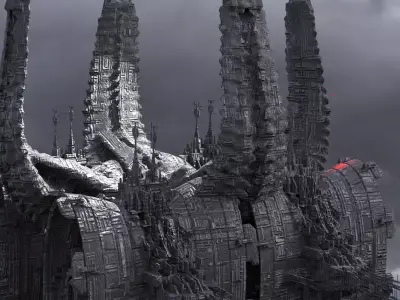 Sci-Fi Alien Spine City base 3D model 3D model