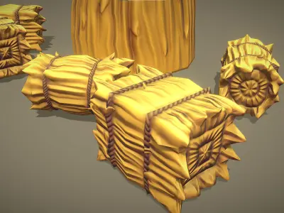 Free Pack - Stylized Hay Bale Free low-poly 3D model