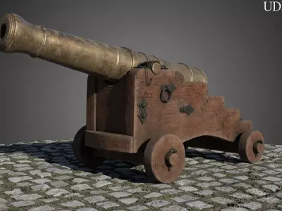 Bronze 6 Pounder Saker Cannon 1780 3D model