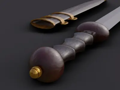 Roman Fulham Gladius and Scabbard Free low-poly 3D model
