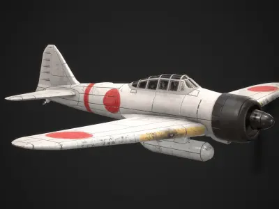 Mitsubishi A6M Zero Low-poly 3D model