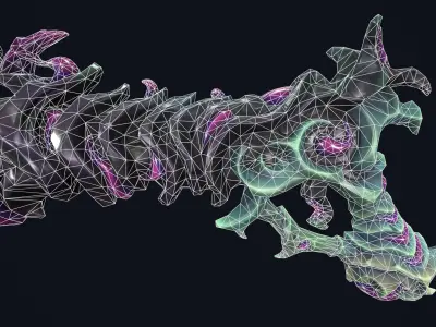 Fantasy undead pistol  Low-poly 3D model