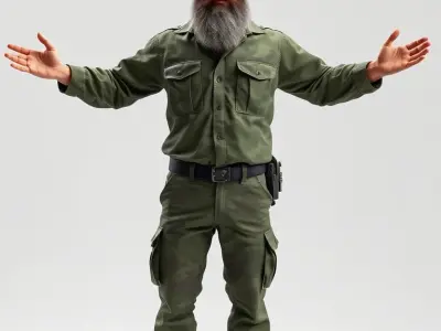 Bearded Military Commander Rigged and Animated D Model Low-poly 3D model