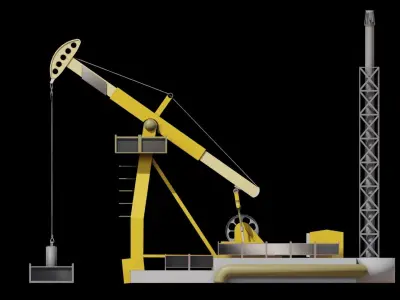 Oil and Gas Land Drilling Rig Low-poly 3D model