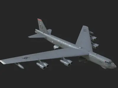 USA Air Force B52H Stratofortress strategic bomber Low-poly 3D model
