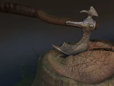Medieval Axe Low-poly Game ready Low-poly 3D model