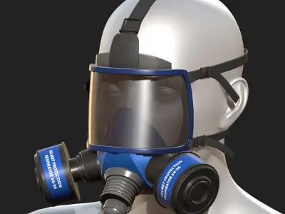 Gas mask helmet 3d model military combat  Low-poly 3D model 6