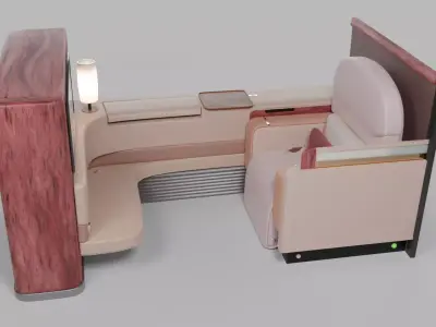 Luxury plane seat Low-poly 3D model