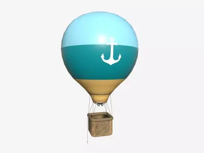 Balloon Hot Air 04 Light Blue - Aircraft Cartoon Low-poly 3D model