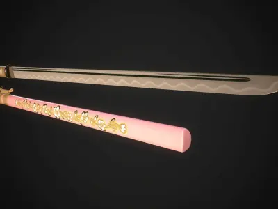 Set of japanese swords 04 3D Model Collection