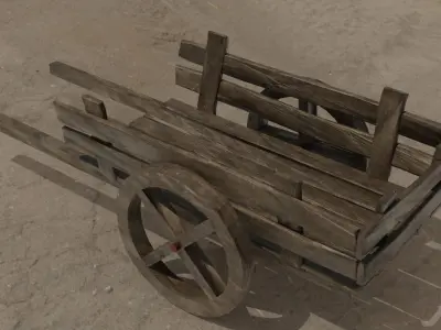 Medieval cart Low-poly 3D model