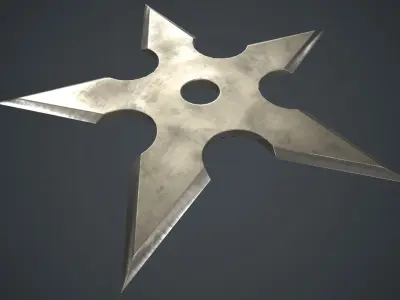 Shuriken PBR Game Ready metal star Low-poly 3D model