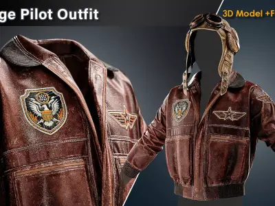 Vintage Pilot Outfit Low-poly 3D model