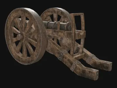 Old Cannon 1 Low-poly 3D model