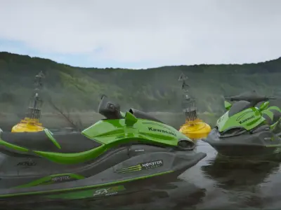 JetSki Scene Low-poly 3D model