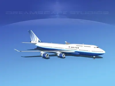 Boeing 747-400 United Airlines 3 3D model