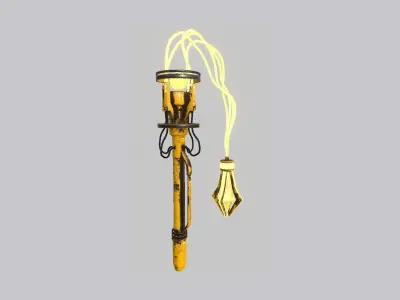 SciFi Flail A08 Yellow - Sci Fi Weapon Design Low-poly 3D model