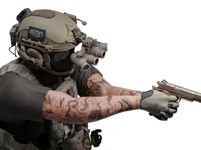 COLT M45A1 1911 PISTOL Low-poly 3D model