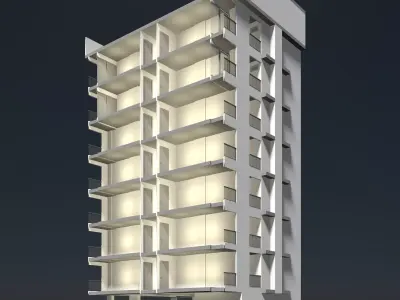 Apartment building in section cut 24ZZ38 3D model