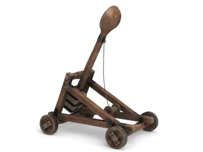 Medieval Wooden Catapult 3D model